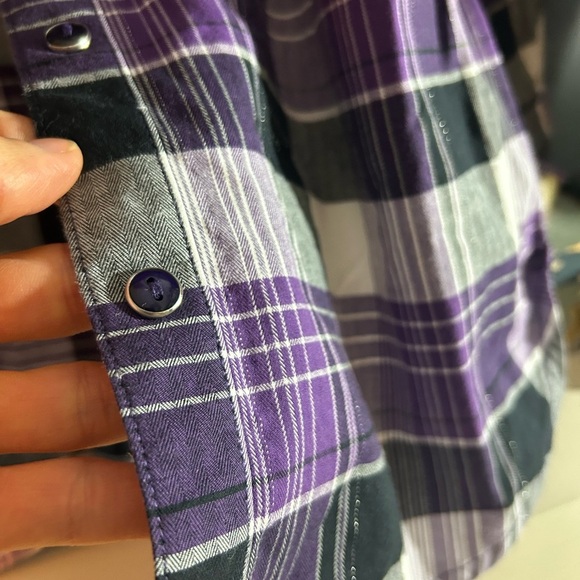 Alia Purple and Black Plaid Button Down Shirt Size M - Picture 10 of 16